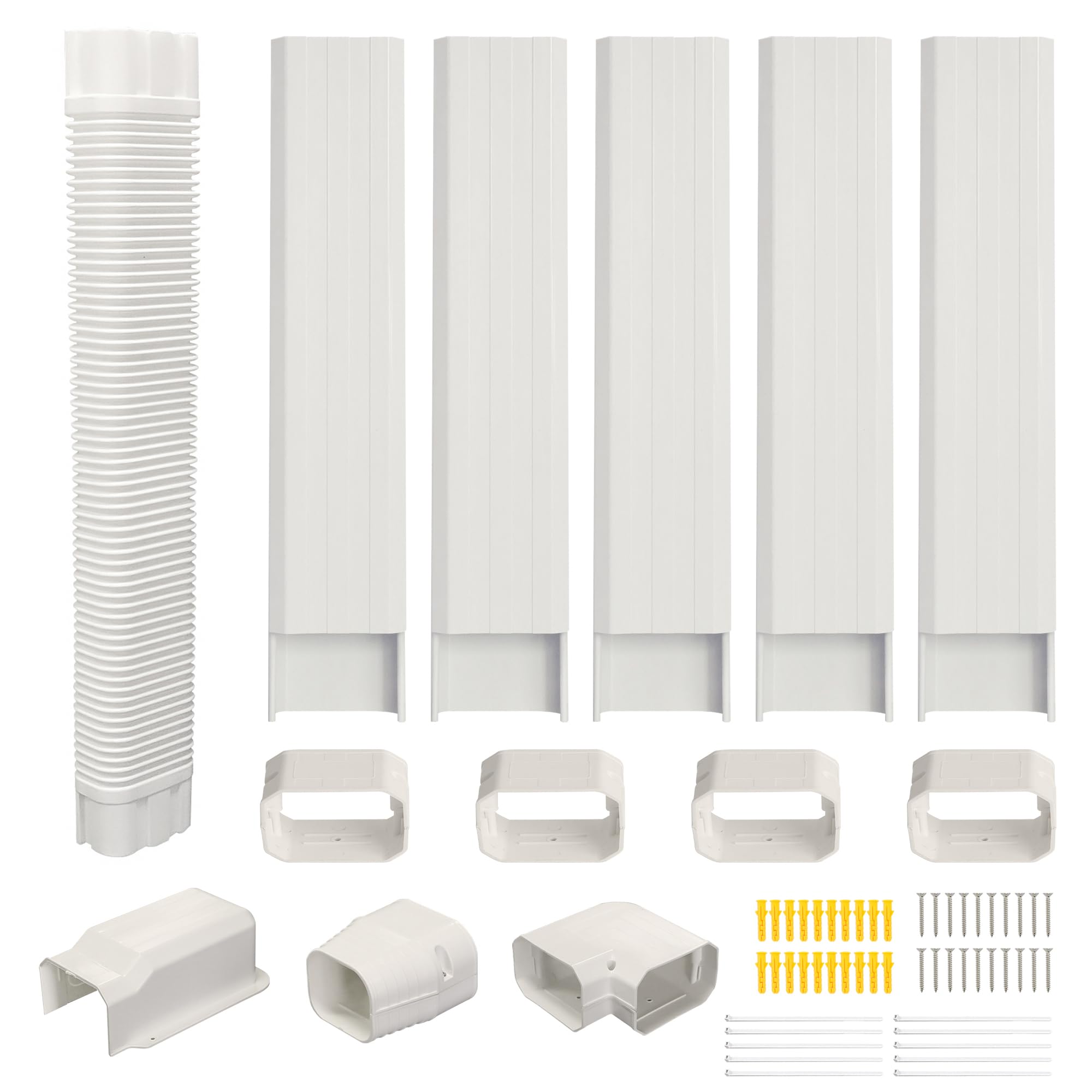 4" 10Ft Mini Split Line Set Cover,PVC line Set Cover kit for mini Split with Flexible Duct,Decorative Air Conditioner, HAVC and Heat Pumps