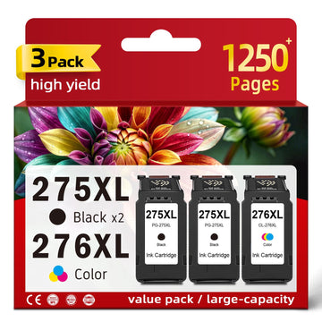 275XL 276XL Ink Cartridges Replacement for Canon Ink 275 276 XL PG-275 CL-276 (2-Black, 1-Color, 3-Pack) for TR4700 TR4720 TS3700 TS3722 TS3522 TR4722 TS3500 TS3520 TS3720 TR4723 TR4725 Printers