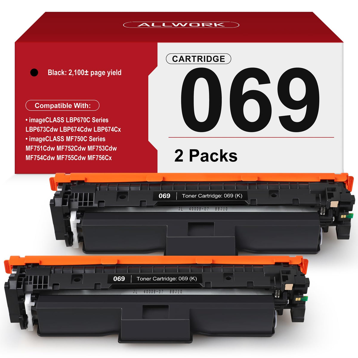 069 Toner Cartridge (with Chip) Compatible Replacement for Canon 069 069 H Works for Canon Color ImageCLASS MF753Cdw MF751Cdw LBP674Cdw LBP674C MF750C LBP674C Series Printer 2 Pack Black