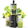 NEWBULIG Cold Press Juicer Machines, Masticating Juicer with High Juice Yield, Reverse Function, Stops Oxidation and Easy to Clean for Vegetables & Fruits, Black