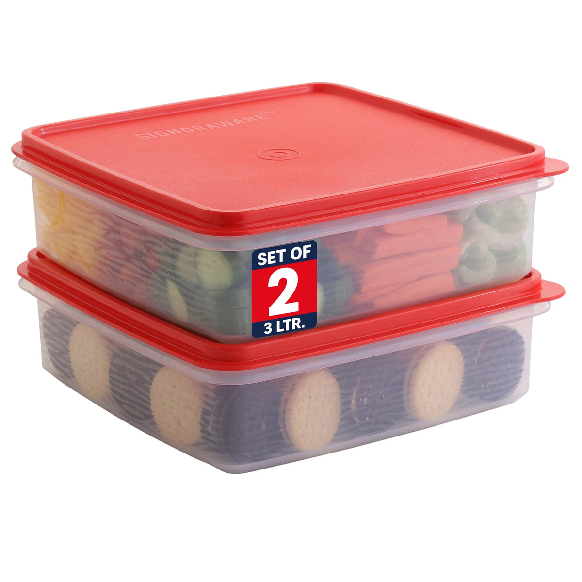 Plastic Storage Containers with Lids – 2-Pack 3L Cupcake Carrier – Leakproof Cookie Storage Containers Airtight – BPA-Free Plastic Containers with Lids for Food Storage, Meal Prep, Leftovers, Cupcakes