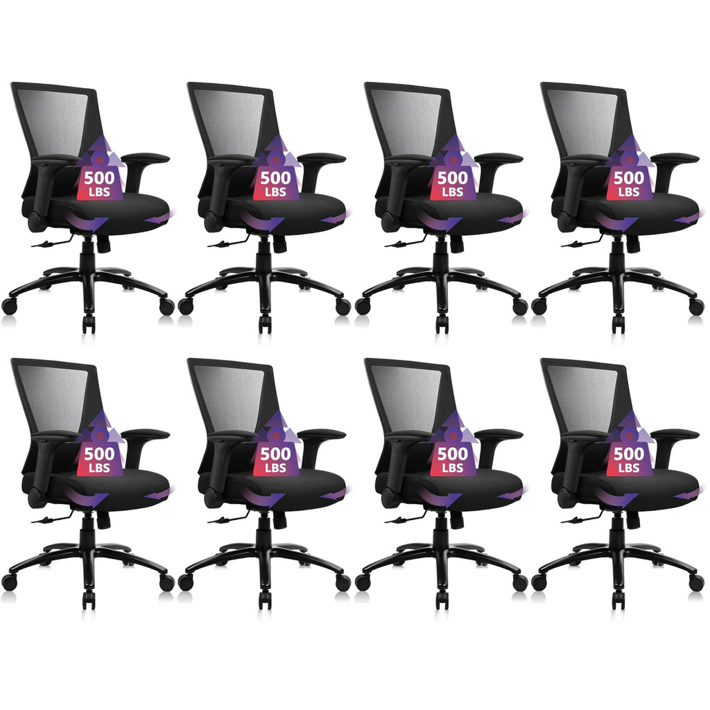 Clatina Big and Tall Office Chair Heavy Duty Ergonomic Desk Chair 500lbs with Flip-up Arms & Wide Thick Seat Cushion Home Executive Swivel Mesh