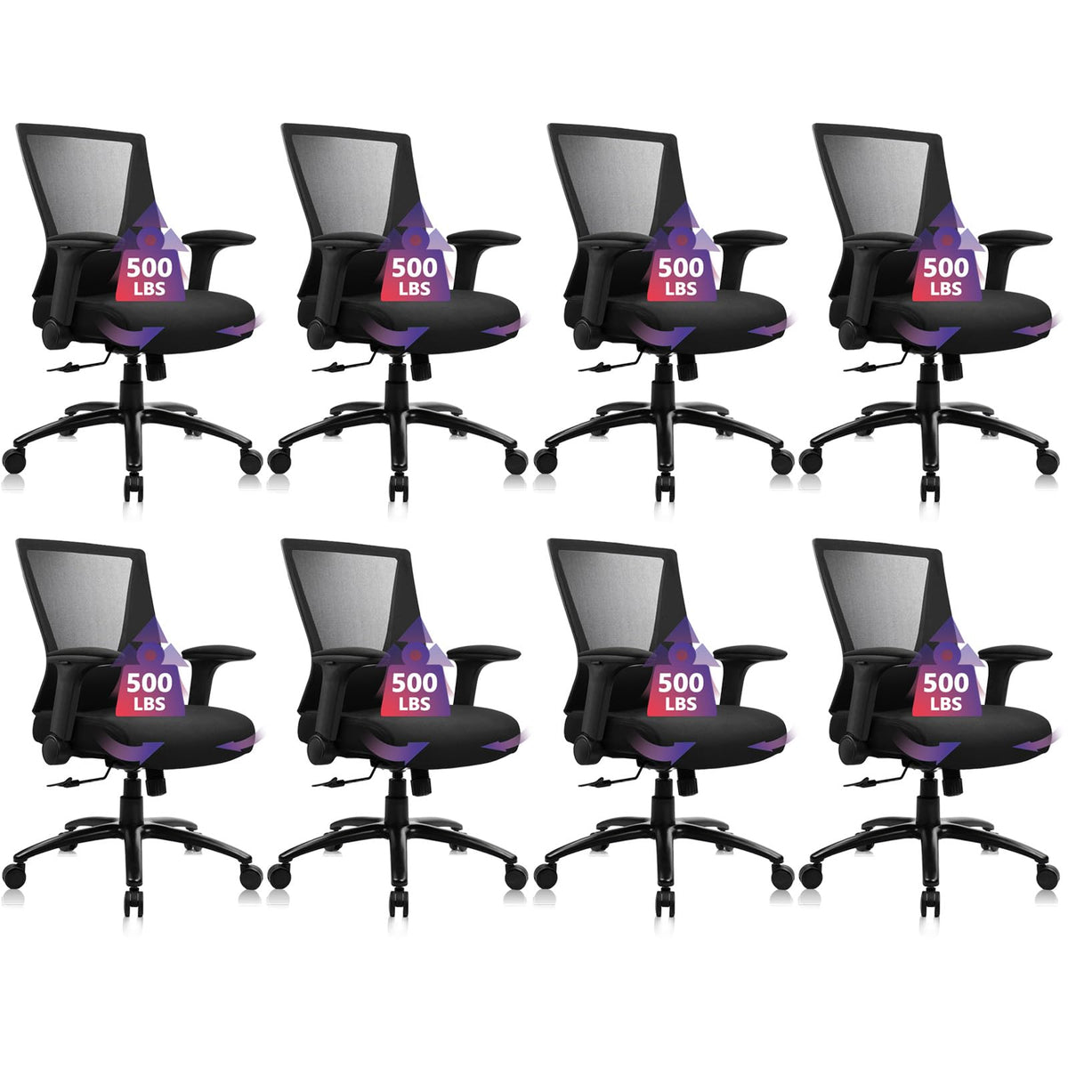 Clatina Big and Tall Office Chair Heavy Duty Ergonomic Desk Chair 500lbs with Flip-up Arms & Wide Thick Seat Cushion Home Executive Swivel Mesh