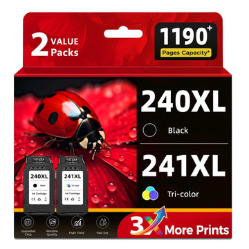 PG-240 CL-241 XL Black Color Ink Cartridges Compatible for Canon 240XL 241XL Combo Pack for MG3620 MG3600 TS5120 TS5100 MG3220 MG3520 MG2120 MX452 MX512 MX532 MX452 MX459 MX470 MX472 MX479 Printer