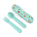 Bentgo® Kids Plastic Utensil Set - Reusable Fork, Spoon & Storage Case, PFAS- & BPA-Free, Easy-Grip Handles, Lightweight, Dishwasher Safe, School Lunch, Travel & On-the-Go (Puppy Love)