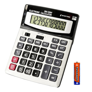12 Digit Desktop Calculator with Large LCD Display and Sensitive Button, Dual Solar Power and Battery, Standard Function for Office (YE1200v)
