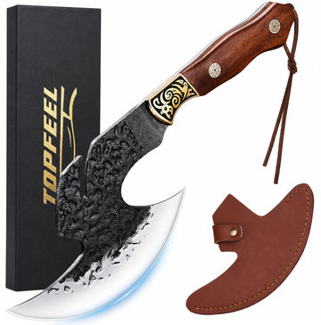 Topfeel Hand Forged Meat Cleaver,6.2" Viking Knife with Sheath gift for men