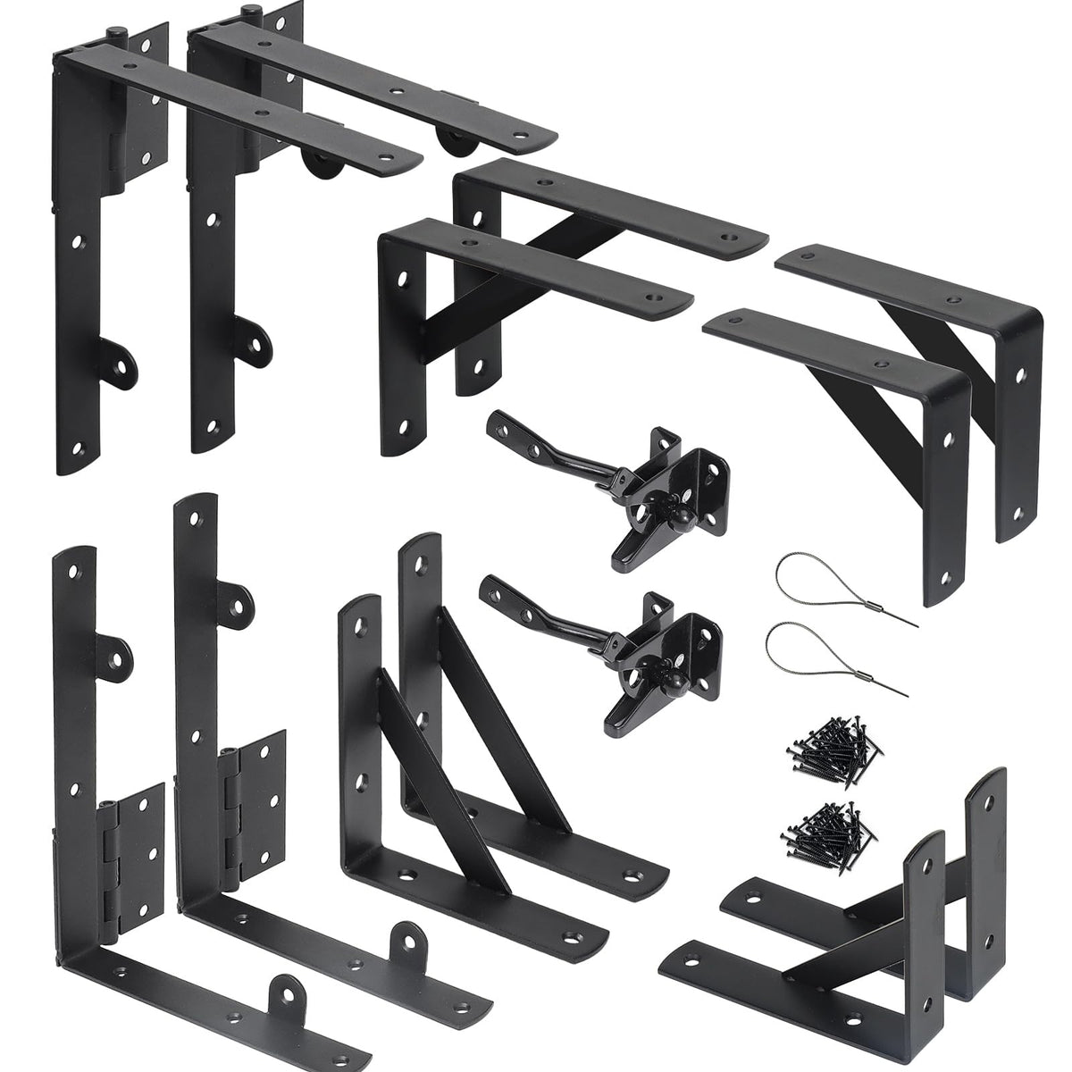 WEKIS 2 Sets Anti Sag Gate Kit Heavy Duty No Sag Kit Gate Corner Brace Bracket for Wooden Fence Gate with Self-Locking Gate Latch