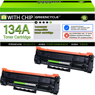 greencycle Compatible 134A Toner Cartridge for HP M209d M209dw M234sdw | 2-pack W1340A black toner with chip. Works with HP LaserJet M234dw, M234sdn. High page yield for home/office use