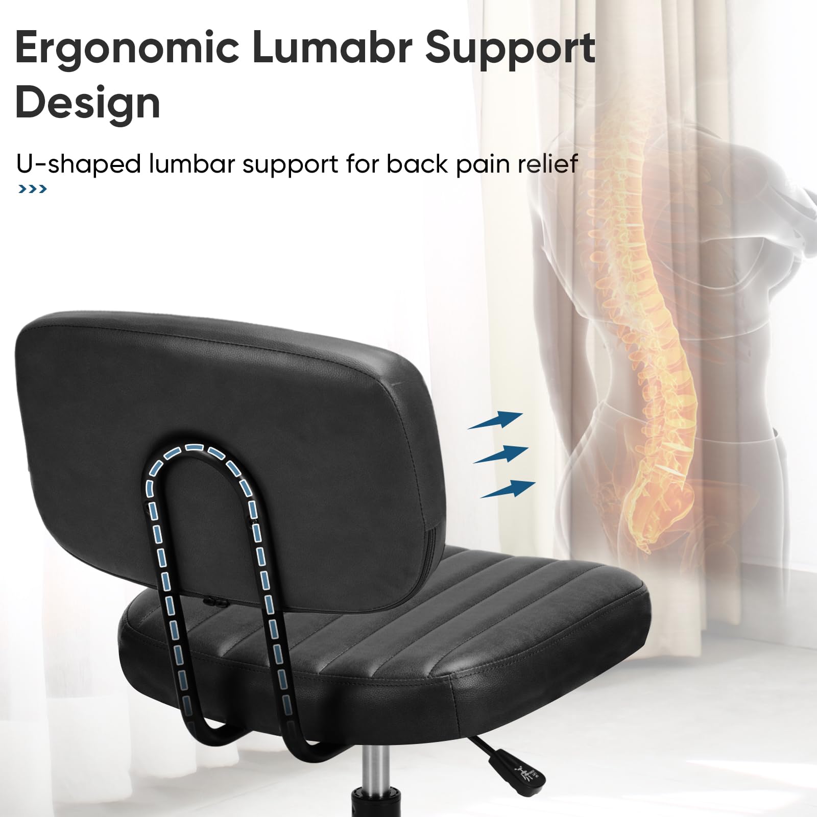 Dumos Home Office Chair, Ergonomic Computer Desk Chair, Lumbar Support, 24.21 inches x 16.33 inches x 34.25 inches, New Black