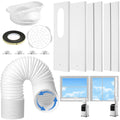 Portable AC Window Vent Kit, Universal Portable Air Conditioner Window Kit with 5.9x78.7 inch Anti-Clockwise Exhaust Hose, 3.9"W Adjustable Window Seal for Sliding Windows