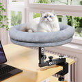 Large Cat Desk Bed, 360°Rotating & Adjustable Shelf, 18" Thickening Cat Bed for Desk, Soft Faux Fur with Mat, Suitable for Various Desktops - Maximum Hold Up to 50lb (Dark Gray)