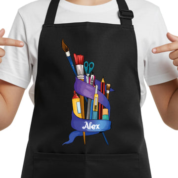 7th Hill Custom Artist Apron for Painting with Name, Personalized Art Apron for Women, Men, Adults & Kids Painting Apron with Pockets, Painters Apron for Art Teacher, Crafting & Studio Use