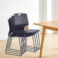 Black Plastic Stackable Chairs Set of 4 for Waiting Room Conference Church
