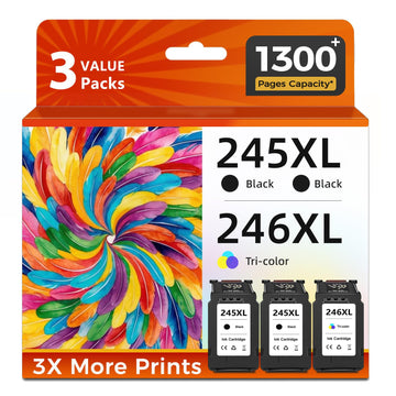 Compatible Ink Cartridge Replacement for Canon 245XL 246XL (Black Color 3 Pack) 245 246 XL for Cannon MX490 MG2522 MX492 TR4520 TR4500 MG2520 TS3300 TS3322 MG2525 TR4522 TS3100 TS3122 TS3320