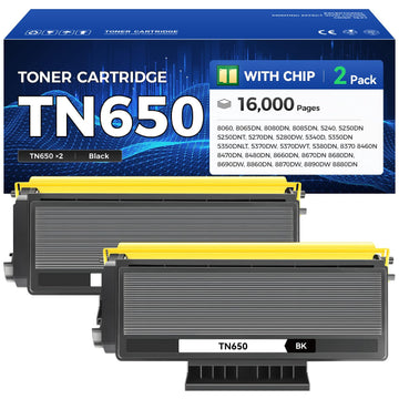 TN650 Toner Cartridge Black 2-Pack High Yield Replacement for Brother TN-620 TN-650 Toner Compatible with Brother HL-5370DW HL-5250DN HL-5340D HL-5240 MFC-8480DN MFC-8860DN MFC-8890DW Printer Ink