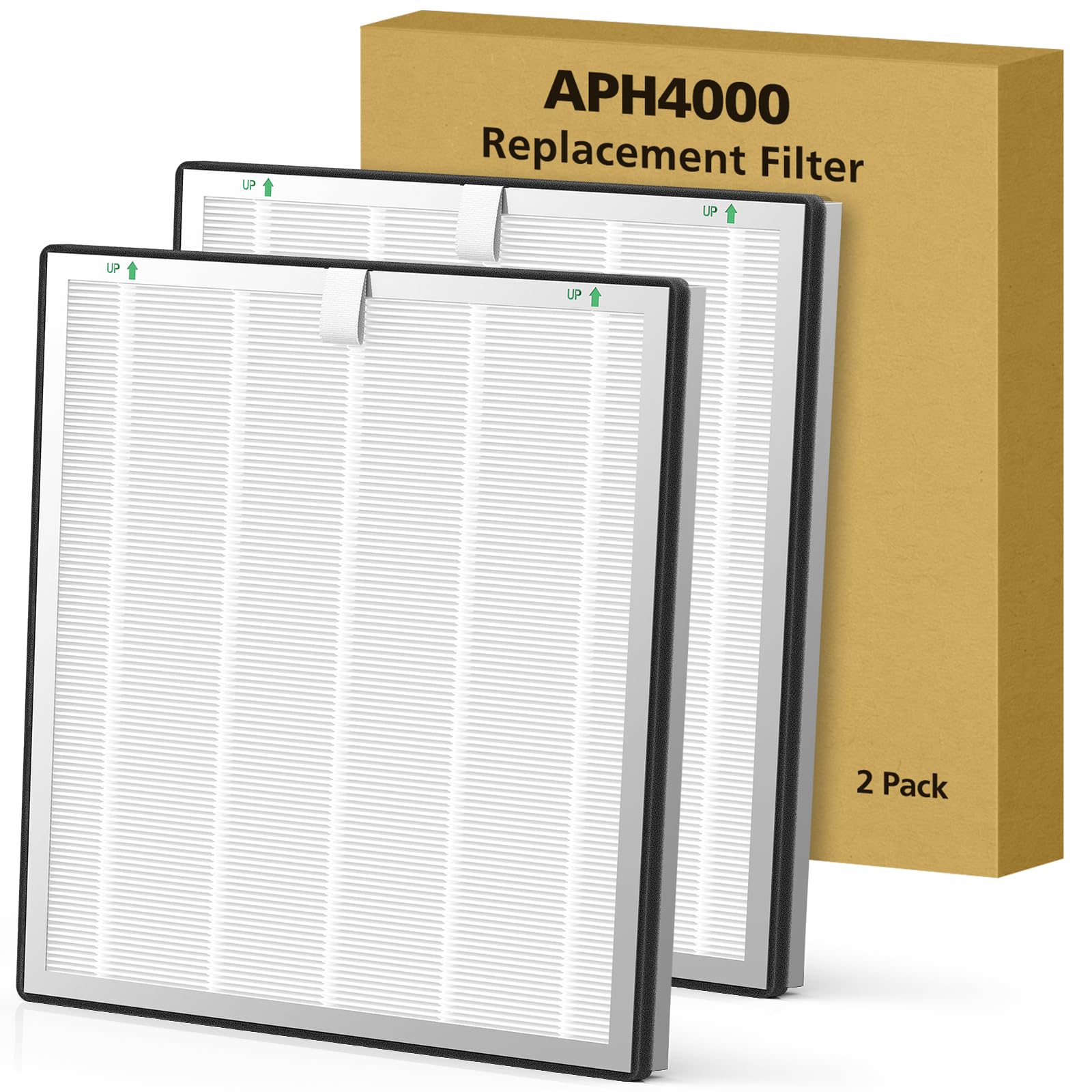 APH4000 Replacement Filter Compatible with KNKA APH4000 Air Purifi-er, 3-IN-1 H13 True HEPA Filter and Activated Carbon Filter for Dust Pollen Pet Dander Odor Smoke, 2 Pack