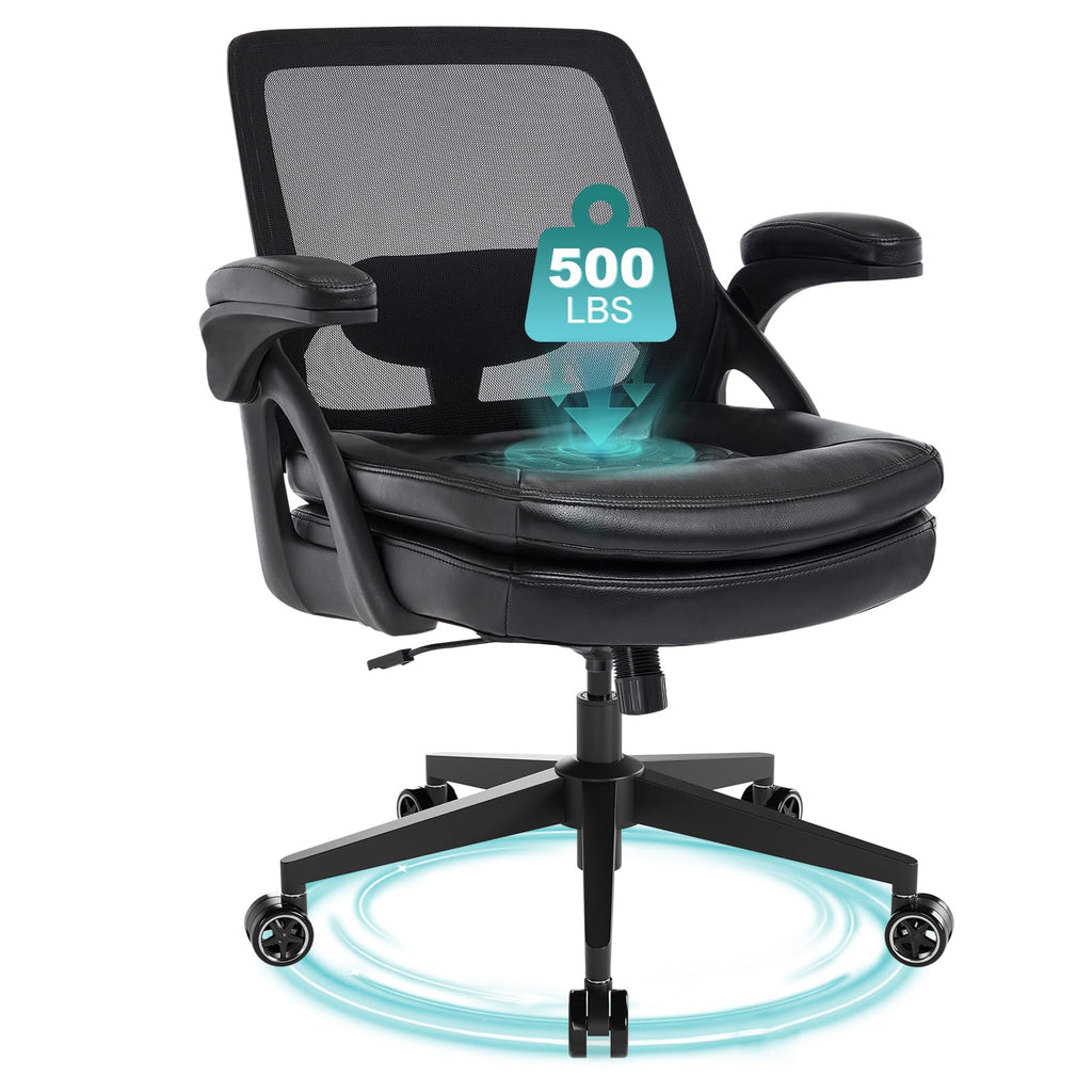 Beryth Big and Tall Office Chair, 500lbs Heavy Duty Ergonomic Mesh, Black, 1BOX