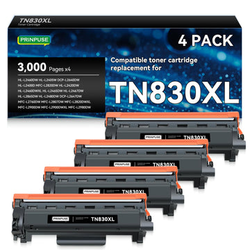 TN830XL 830XL Toner Cartridge Compatible Replacements for Brother TN830 TN830XL Toner Cartridge Work with Brother Printer HL-L2405W HL-L2460DW DCP-L2640DW MFC-L2820DW MFC-L2900DW,4 Black