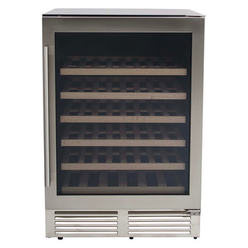 Avanti Wine Cooler Designer Series Beverage Refrigerator, 51-Bottle Capacity with 6 Wooden Pull-Out Shelves Double-Pane Glass Door, LED Display, 24-Inch, Stainless Steel