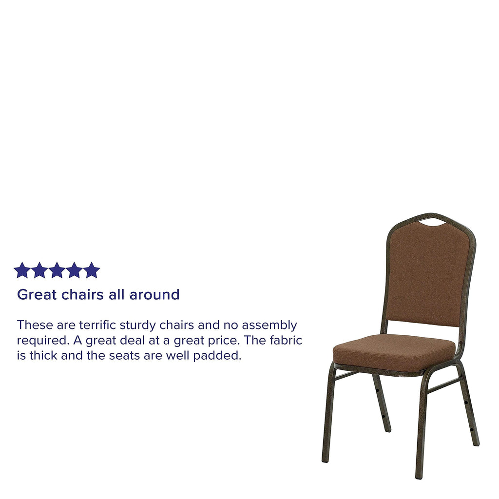 Flash Furniture Hercules Fabric Crown Back Stackable Banquet Chair, Coffee, Set of 1, Coffee Fabric/gold Vein Frame
