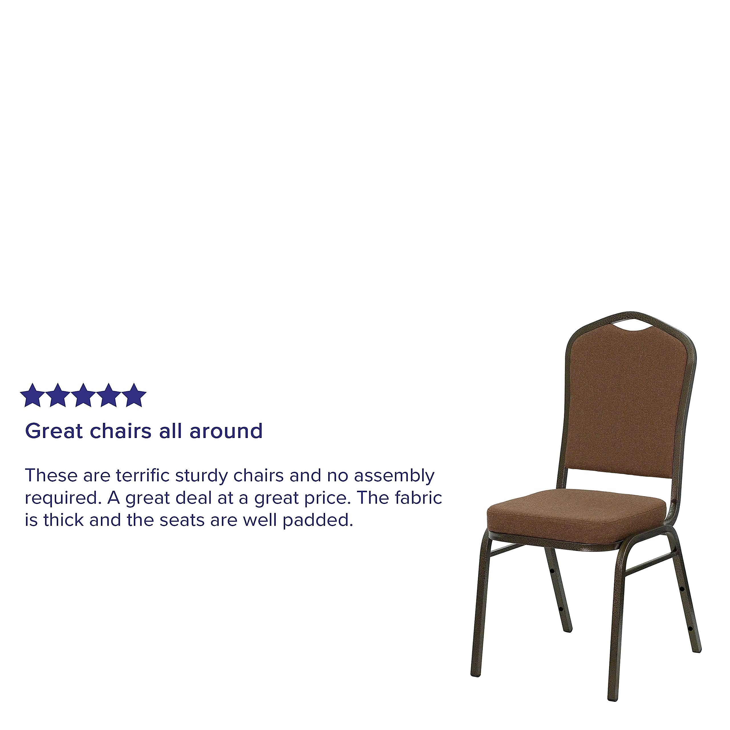 Flash Furniture Hercules Fabric Crown Back Stackable Banquet Chair, Coffee, Set of 1, Coffee Fabric/gold Vein Frame