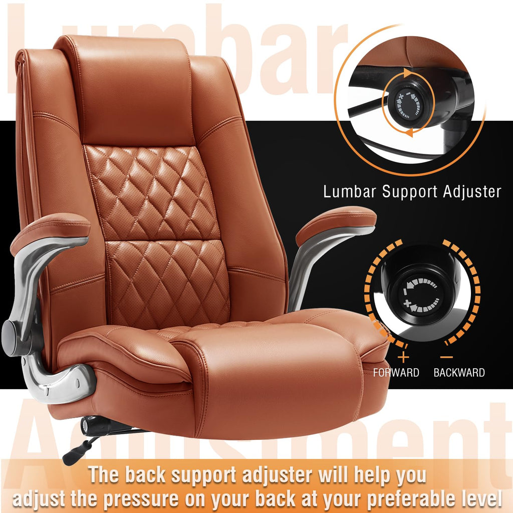 High Back Office Chair, Ergonomic Executive Computer Desk Chair, Large, Gold Brown