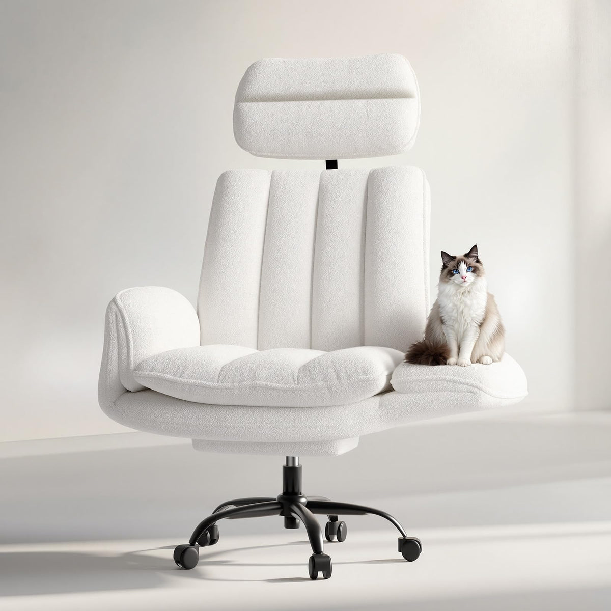 Homrelexa Criss Cross Office Chair with Armrests & Wheels, Comfy Velvet Vanity Chair, Ergonomic Executive Gaming Computer Chairs with Foot
