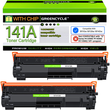Compatible 141A Toner Cartridge for HP M140w M110w | Black 141A toner, 2-pack with chip. For HP LaserJet MFP M140w & M110w. High page yield.