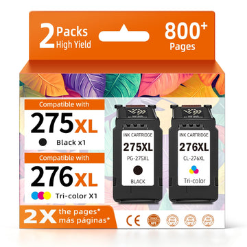 275XL 276XL Ink Cartridges for Canon PG 275 CL 276 XL Black Color Combo Replacement for Cannon PG275 PG275XL for TS3700 TR4700 TR4720 TS3522 TS3722 TR4722 TS3500 TS3720 TS3520 TR4723 TR4725 Printers
