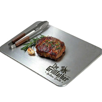 Personalized Titanium Cutting Board, Custom Engraved Titanium Board, Stainless Steel Premium Gift for Men, Husband, Dad, Fathers Day, Birthday, Anniversary, Grillfathers, Master BBQ Lovers