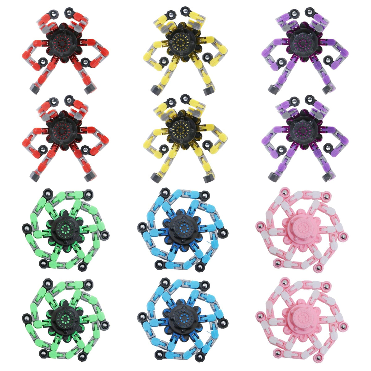 12Pcs Transformable Fidget Spinners Toys- Deformable Fingertip Gyro Stress Relief Sensory Toys, Easter Party Favors & Birthday Gifts for Kids Adults Boys Girls