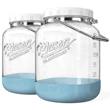 Dwbligt 2 Pack Wide Mouth Mason Jars, 1 Gallon Glass Jar With Airtight Lid