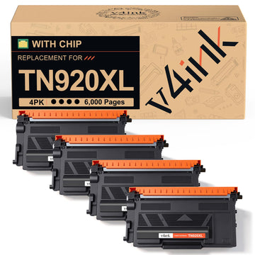 v4ink TN920XL Compatible Toner Cartridge Replacement for Brother TN920XL TN 920XL TN920 for Use in Brother HL-L5210DN HL-L5210DW HL-L6210DW HL-L6217DW MFC-L5710DW MFC-L5915DW Printer Black 4-Pack
