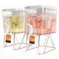 1.6 Gallon 2Pcs Drink Dispensers for Parties,6L Plastic Beverage Container With Stand & Fruit Infuser, Leak-Proof Faucet,for Weddings, BBQs, Lemonade, Sun Tea, Juice and Cold Drinks