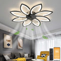 35.5" Ceiling Fan with Lights Remote Control, Modern Low Profile Flush Mount Ceiling Fan with Lights, Dimmable Ceiling Fans 3 Color 6 Speed for Bedroom Living Dining Room Kitchen - Black