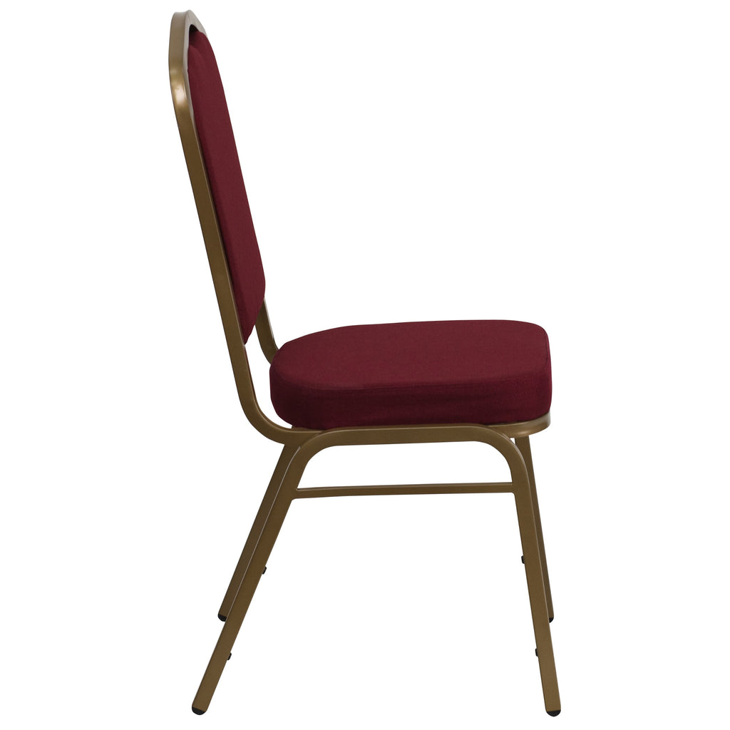 Flash Furniture Hercules Fabric Crown Back Banquet Chair, Burgundy, 4-pack, Set of 4, Burgundy Fabric/gold Frame