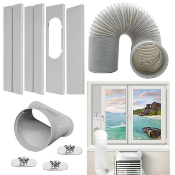 Portable Air Conditioner Window Vent Kit, Adjustable Window Seal Slide Kit Plate for Portable Air Conditioner Kit Sliding Window AC Vent Kit Fit for Exhaust Hose with 5.1"/13cm Diameterr.