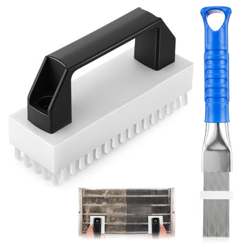 Feekoon Air Conditioner Fin Cleaner Kit, 2-in-1 AC Fin Comb Straightener & Air Conditioner Condenser Comb, AC Coil Cleaner Brush for HVAC, Evaporator, Refrigerator, Condenser, Radiator Repair Tool