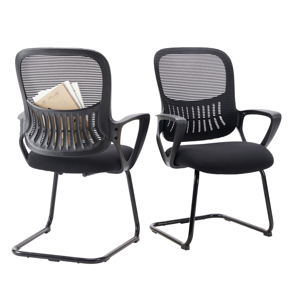 Dumos Office Desk Chair with Sled Base, Ergonomic Executive Mesh Computer Chairs with Lumbar Support for Home Conference Room Bedroom Waiting