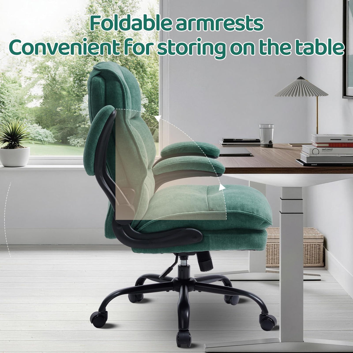 Comfy Office Chair Soft and Double Cushioned Ergonomic Computer Desk Chair for Long Hours Executive Office Chair with Flip-up Armrests and