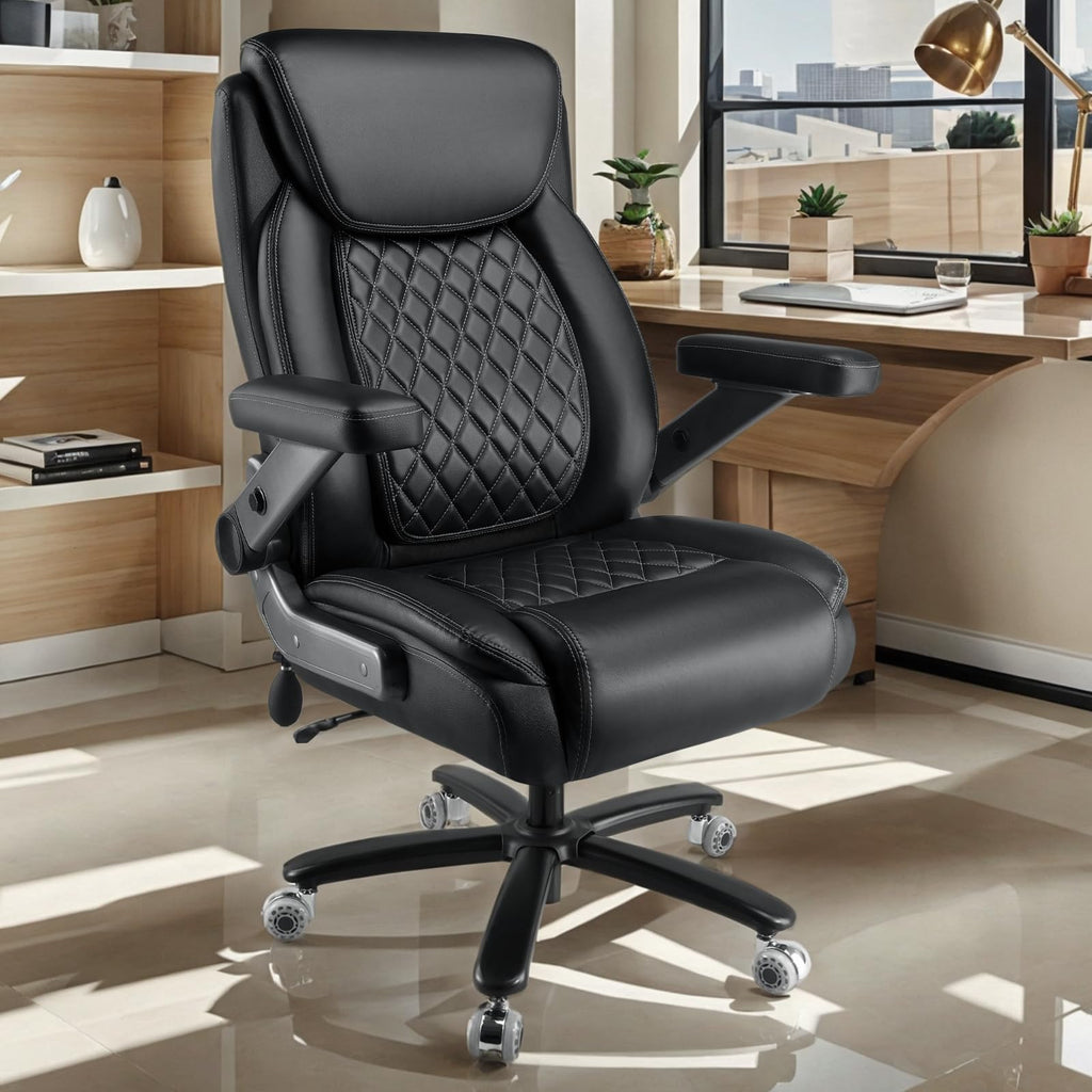 Indulgear Large Heavy Duty Office Chair with 5d Flip Arms,comfy Big and Tall Executive Office Desk Chair with Pocket Spring Cushion,high Back