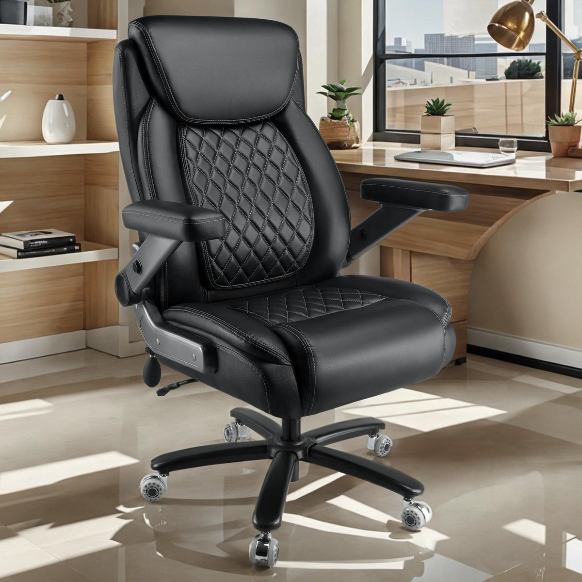 Indulgear Large Heavy Duty Office Chair with 5d Flip Arms,comfy Big and Tall Executive Office Desk Chair with Pocket Spring Cushion,high Back