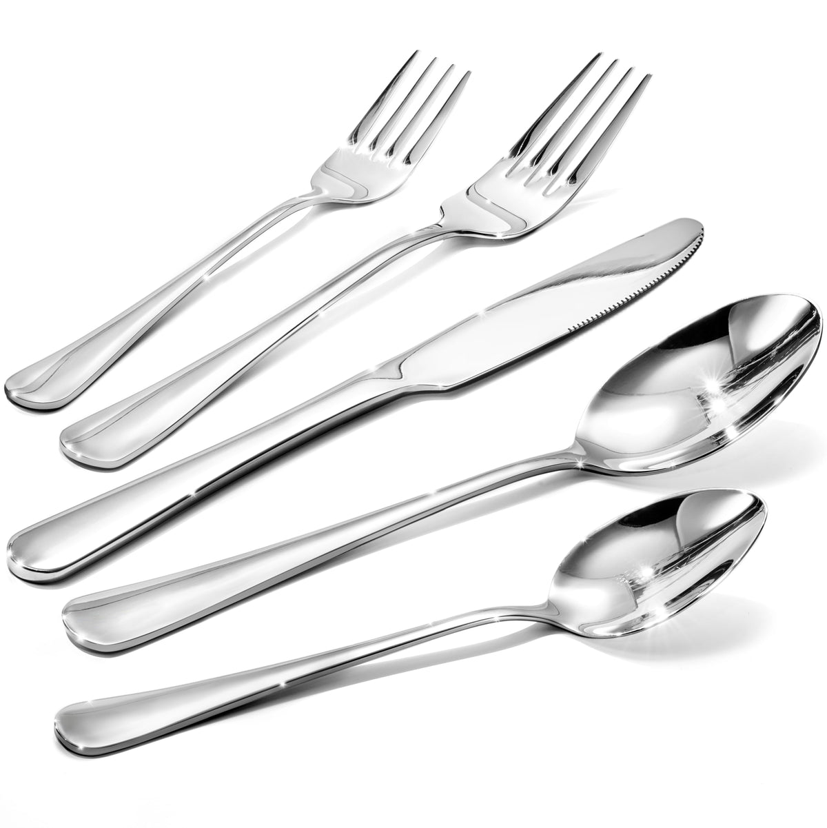 Silverware Set for 8, 40 Piece Heavy Duty 18/10 Stainless Steel Flatware Set, Mirror Polished Cutlery Utensils with Knives Forks & Spoons, Dishwasher Safe - HIKAA