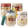 Overnight Oats Containers with Lids,16oz Glass Jars with Lids - Set Of 4, Practical Oatmeal Container to Go, Chia Seed Pudding Jars, Baby Food Containers