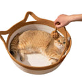 Handwoven Cotton Rope Cat Bed - Breathable & Easy to Clean, Foldable Scratchable Hammock with Cat Ear Design, with a Playing Ball for Kittens - Large Brown