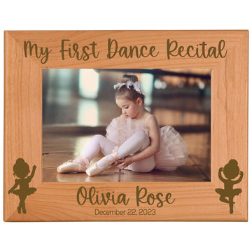 My First Dance Recital Custom Engraved Wood Picture Frame | Personalized Dance Photo Frame | Ballet | Ballerina Dance Gift for Girls | 4x6, 5x7, 8x10 Picture Frame