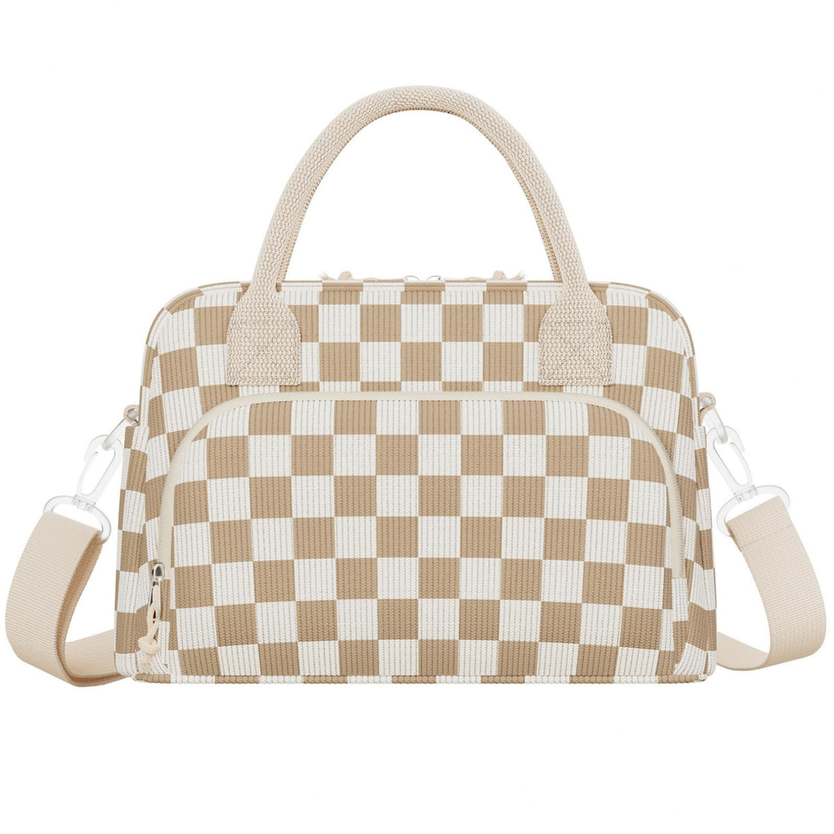 Insulated Lunch Bag - Cute Lunch Box for Women - Large Corduroy Reusable Lunch Box Leakproof Portable Cooler Tote Bags for Work Picnic Khaki Checkered