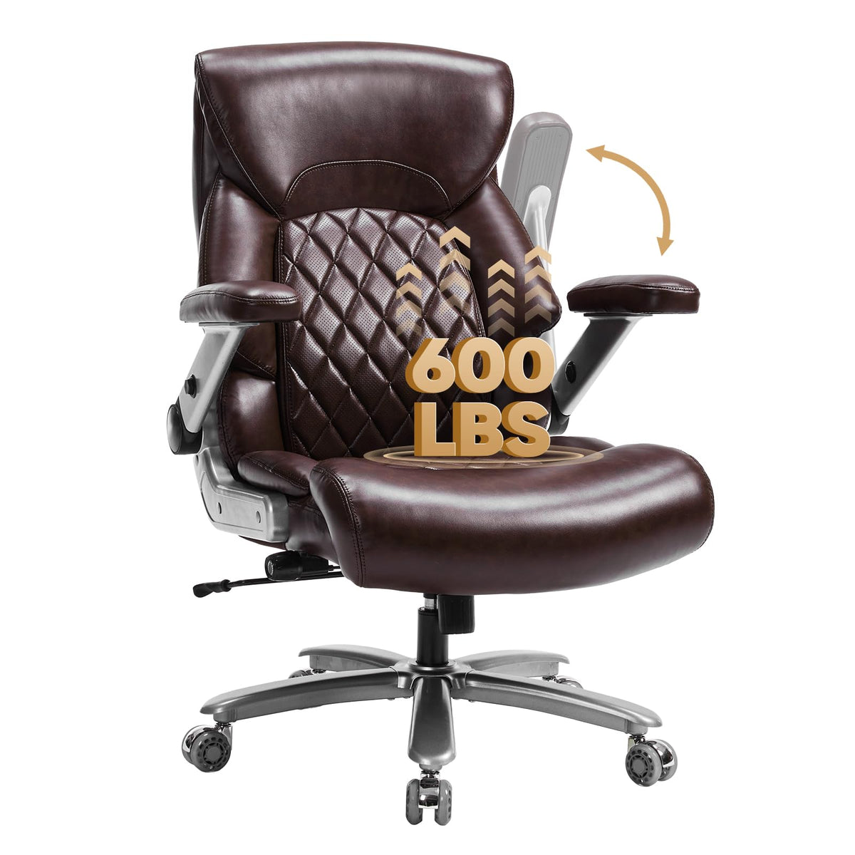 Zsqn 600 Lbs Big and Tall Office Chair, Plus Size Desk Chair with 6d Adjustable Flip Arms, Wide Comfortable Computer Chair with Adjustable