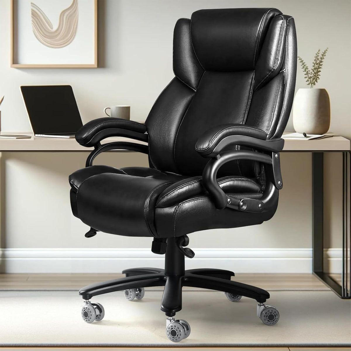 Indulgear Big and Tall Office Chair with Gel Seat Cushion,heavy Duty Office Chair for Heavy People, High Back Executive Computer Chair with